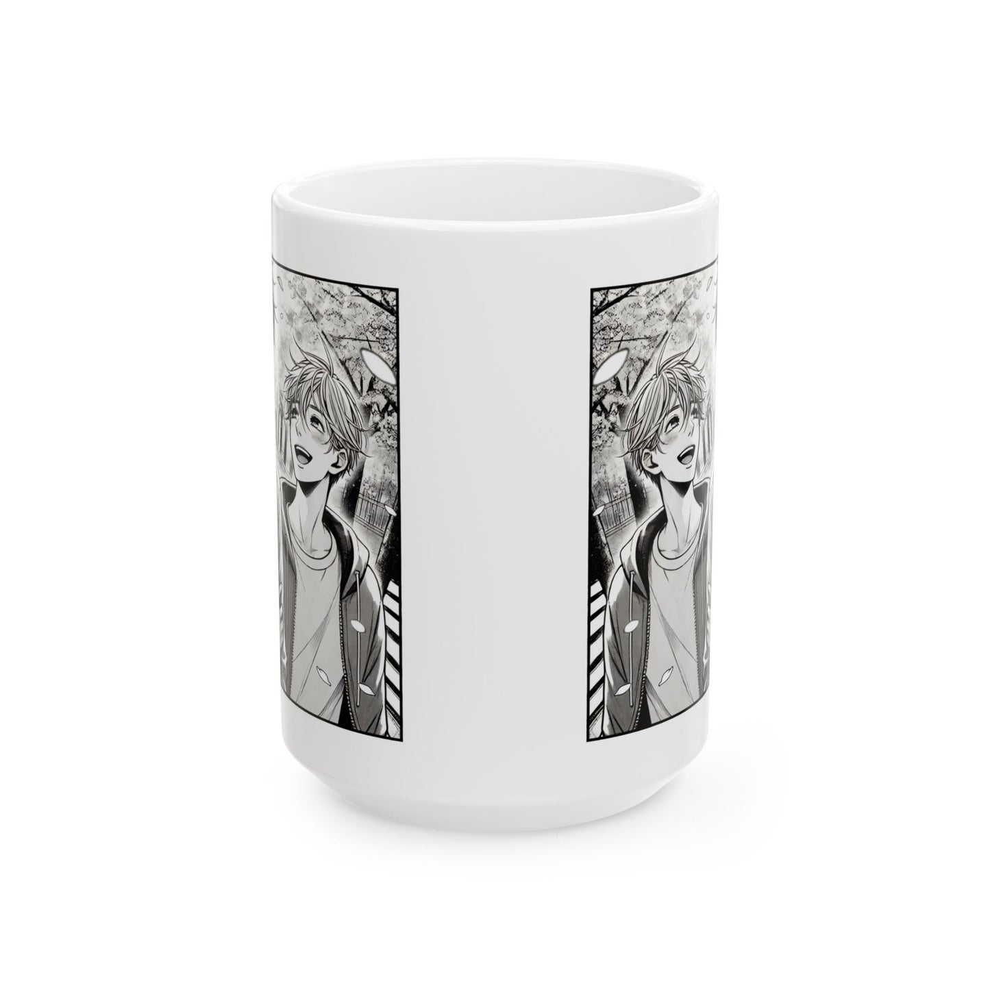 Yaoi Manga Mug – Black and White Boys Love Coffee Cup, Aesthetic Yaoi Gift for LGBTQ Readers and Monochrome Manga Art Fans